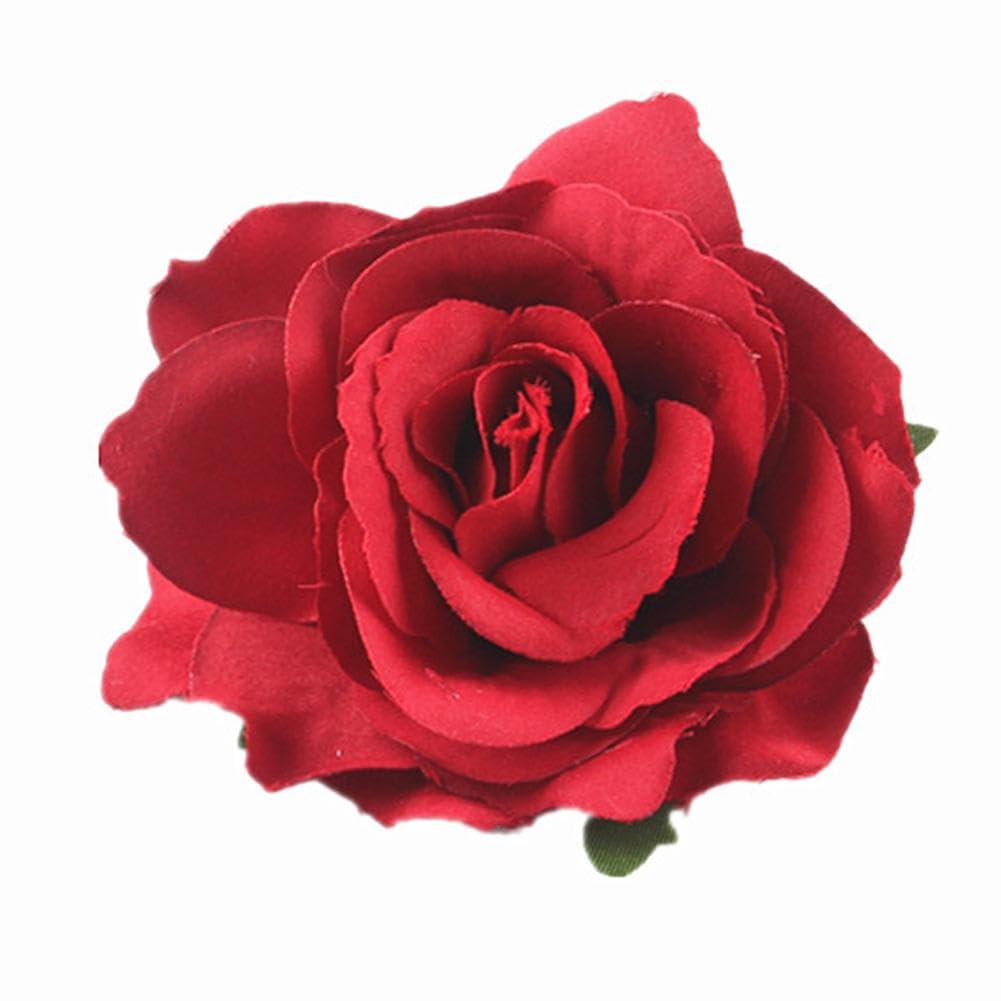 Pinza para el pelo con rosas rojas, estilo vintage, con flores grandes, para fiestas, para mujeres, niñas, accesorios para el cabello, playa