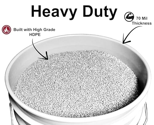 Image of 5 Gallon Bucket & Lid - All Purpose Pail - Made in USA - Food Grade - BPA Free (White, 3-Pack)