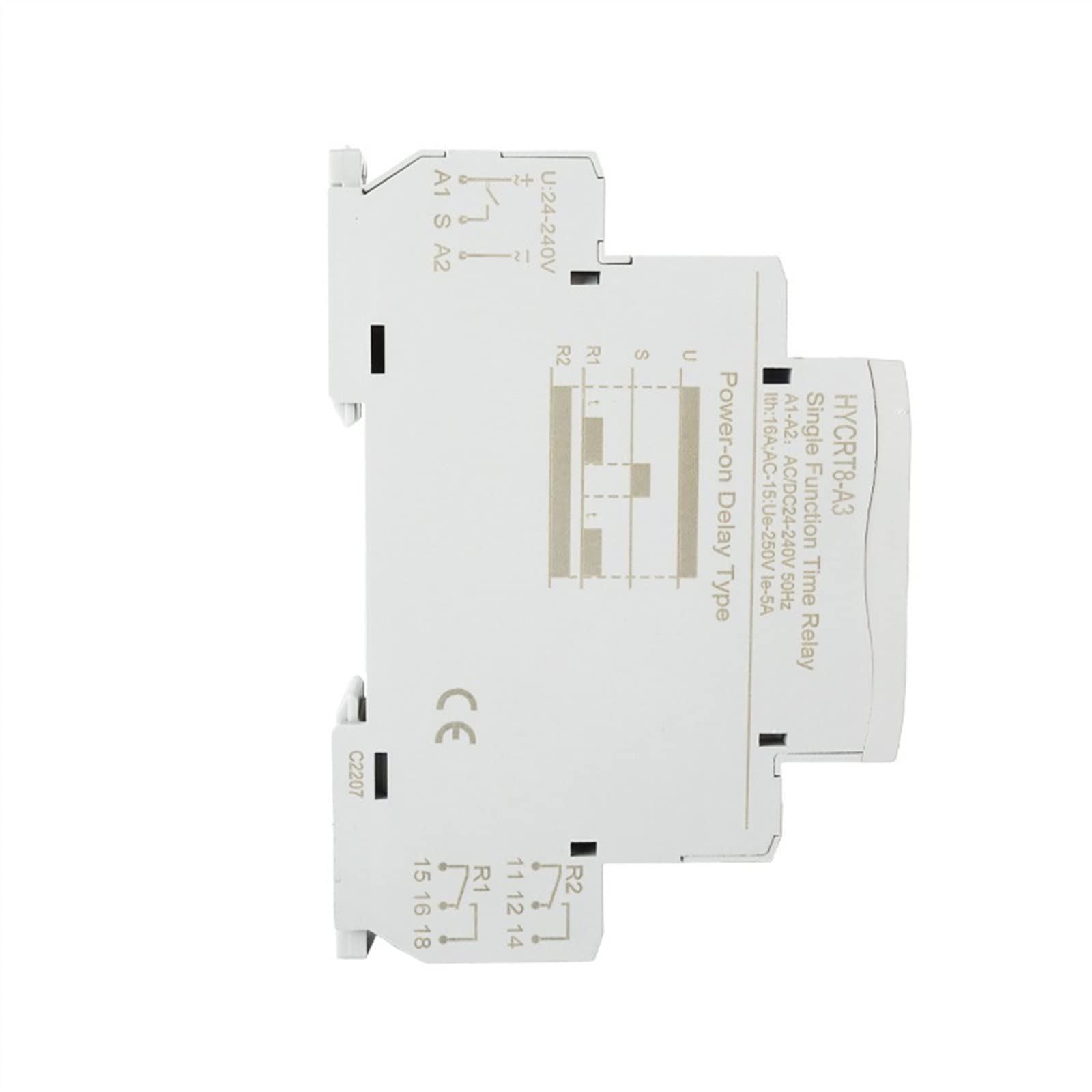 AERBNYEQP HYCRT8-A 0.1S 10Days On Off Single Function Time 1 Spdt 24Vdc 120V 50/60Hz Delay Timer Relay Switch 1Pcs(Ac-dc24-240v,HYCRT8-A1)