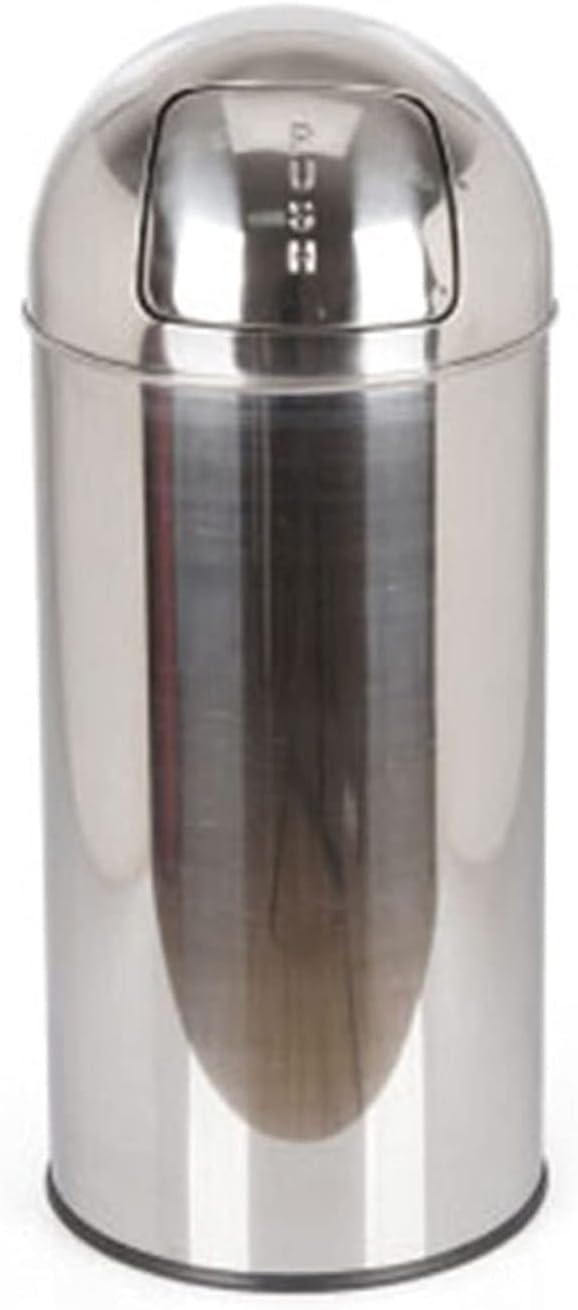 Trash Can Cylindrical Swing Lid Trash Can Outdoor Stainless Steel Waste Bin Large Capacity Garbage Can for Commercial Use Dustbins (Size : 50L) (50L) ()