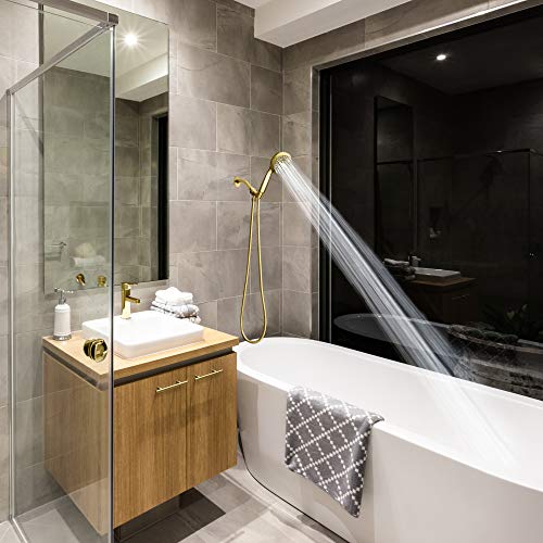 Showermaxx, Elite Series, 6 Spray Settings 5 Inch Hand Held Shower Head, Extra Long Stainless Steel Hose, Maxx-Imize Your Shower With Showerhead In Polished Brass/Gold Finish… #TOP6