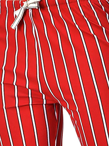 Image of KOTTY Red Cotton Striped Women Pyjama
