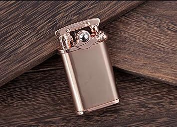 KATZONE Double Action Retro Rocker Strike Flint Ignition Petrol Oil Lighter Gold