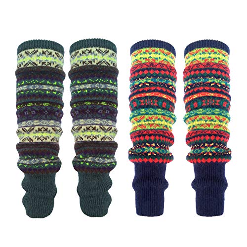 2 Pair 20 Inch Women Leg Warmers Winter Bohemian Boot Cuffs Knit Crochet Knee High Long Socks