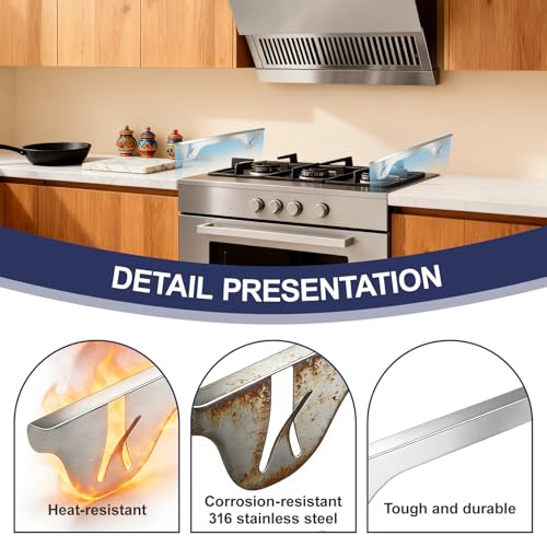 Image of Upgrade 316 Stainless Steel Stove Gap Covers (2 Pack, 23.4 inch, Silver), Heat-Resistant Stove Gap Filler for Kitchen Counter and Stovetop, Range Trim Kit Oven Gap Guard Between Stove and Counter