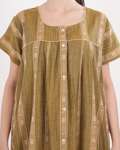 Image of Women's All Over Printed Open Front Cotton Blend Nighty /Maxi /Nightgown /Nightwear WCN-001