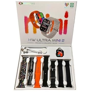 Smartwatch HW Ultra Mini 2, Tela AMOLED, 500+ Mostradores, Monitor de Frequência Cardíaca