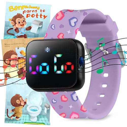 Potty Training Watch for Kids V2 A Water Resistant Toilet Reminder Device for Boys & Girls to Train Your Toddler with Fun/Musical & Vibration Interval Reminder with Potty Training eBook (Hearts)