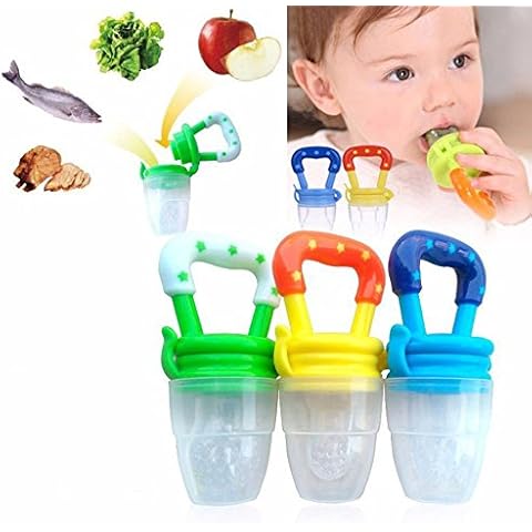 Q4U Baby Dummy Pacifier Fresh Food/Fruit Feeder Feeding Nipple Weaning Teething Nipple Teat Pacifier Tether Soother Pack of 4 Cover