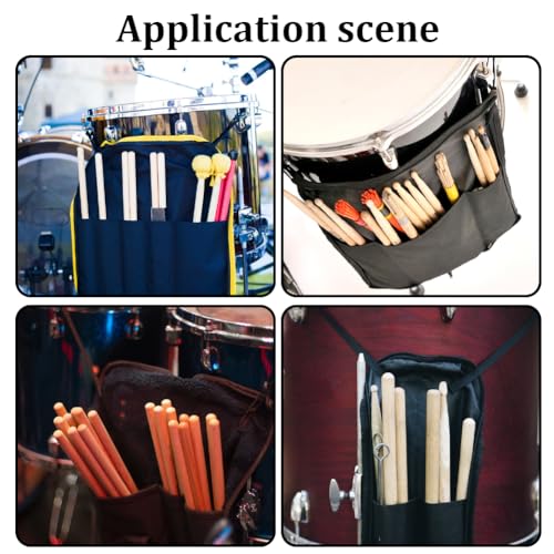 Image of GORGECRAFT Portable Drumstick Bag with Handle Drum Stick Handbag 47cmx20cm Black Hanging Percussion Drumstick Bag with Floor Tom Hooks Zipper Canvas Holder Case for Drum Stick Mallets Brushes Storage