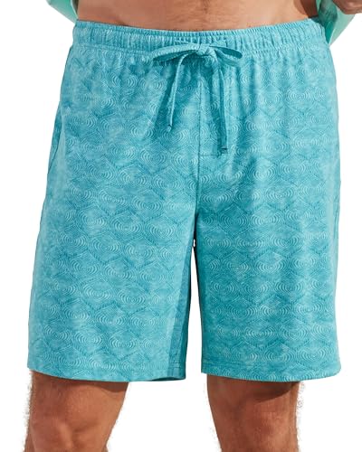 CARIBBEAN JOE Mens Men's Lightweight Sleepwear Pajama Shorts, 100% Cotton Pjs with Calm Biscay Bay Print, Sleep Bottoms