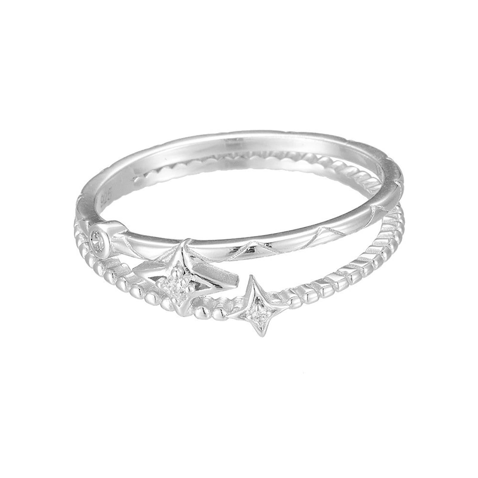 KnSam Anello per partner in vero oro, Au 375/585/750, in oro giallo, anello dell'amicizia a forma di stella con diamante, oro 9 K/14 K/18 K, misura 47 – 65