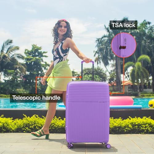 Image of Nasher Miles Krabi Expander Hard-Sided Polypropylene Luggage Set of 2 | 65cm & 75cm | 8 Wheels Medium & Large Trolley Bag for Travel | Suitcase (Pastel Purple)