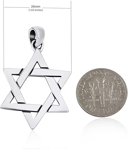 Miniatura 2 de AJDesign Large Star of David Necklace Pendant 925 Sterling Silver Jewish Jewelry for Men Women Religious