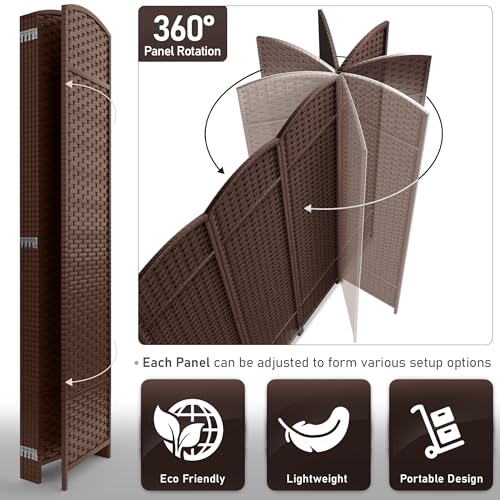 Sorbus 6 Panel Room Divider 6 ft. Tall - Privacy Screen, Extra Wide Double Hinged Panels, Mesh Hand-Woven Design, Partition Room Dividers and Folding Privacy Screens, Wall Divider for Room Separation