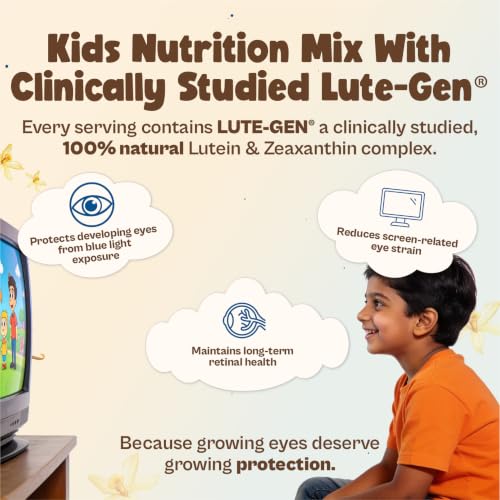 Image of Origin Kids Nutrition Mix | Ages 7-12 | 10g Plant Protein | Eye Health, Immunity & Height Growth | Creamy Vanilla, 339g | Zero Refined Sugar | Plant-Based