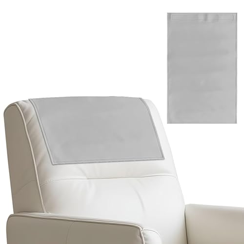 Silver Headrest Covers for Recliners Washable Faux Leather Couch Sofa