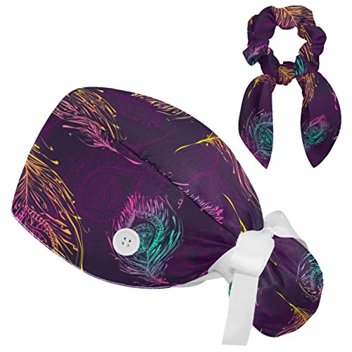 Bonnet bouffant à nouer anti-transpiration avec bandeau de protection floral