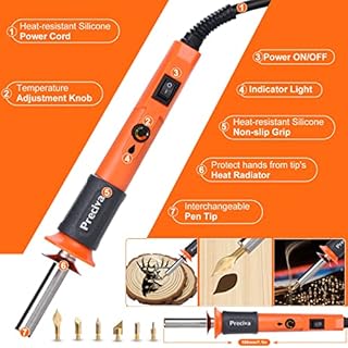 Wood Burning Kit, Preciva Multifunctional Pyrography Pen, Woodburning Encarving Toolkit with Soldering Iron on Leather, Woodburner Pen Tools with 6 Tips