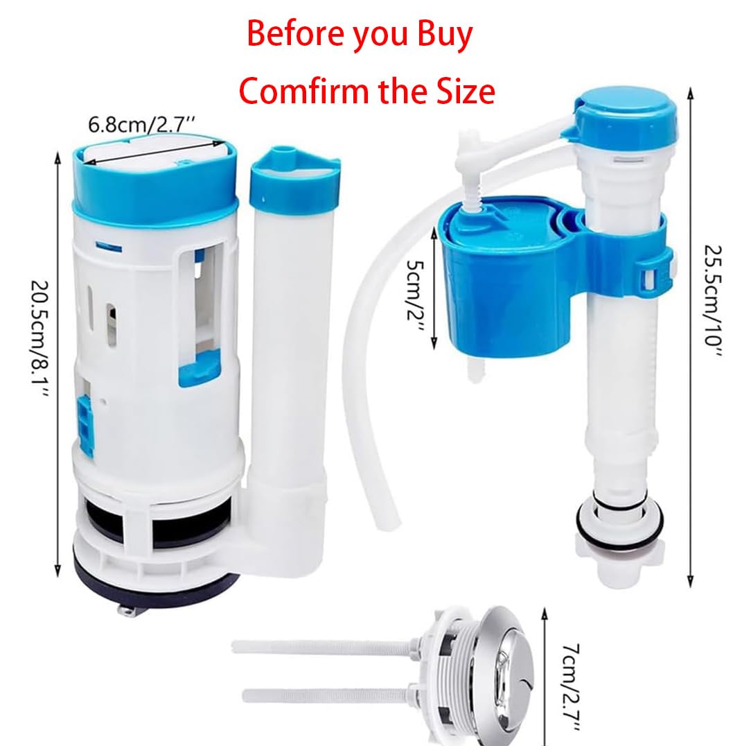 Kit De Válvula De Doble Descarga - Conjunto De Botón Ajustable para Tanque De Inodoro, Acero Inoxidable, Universal, a Prueba De Fugas, Compatible con Tanques De Inodoro De 20 a 25 Cm De Altura