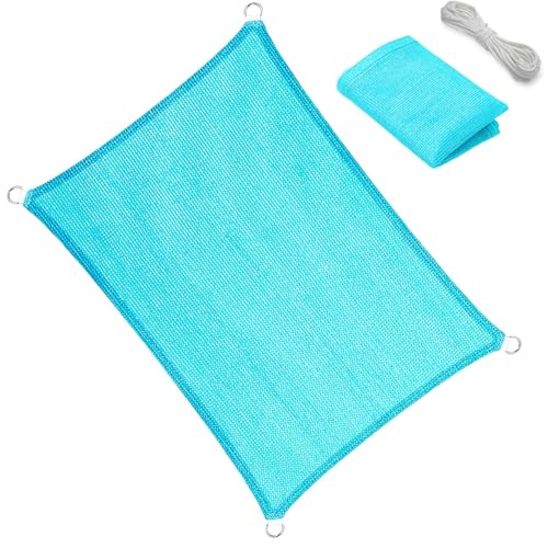 Sonnensegel 60 x 560 cm, Sonnenschutz, Hdpe-Kunststoff, Winddicht Uv-Beständig Reißfest, Schattiernetz Sonnensegel Balkon Sichtschutz, für Terrasse Garten, Himmelblau