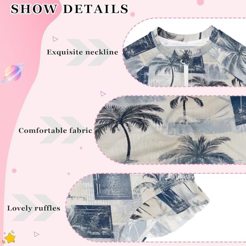Hawaiian Palm Tree Stamp Girls Long Sleeve Swimsuit UPF 50+ Rashguard Swimwear One Piece Bathing Suit 212175643