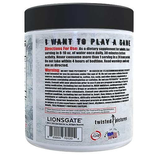 Image of Insane Labz Psychotic Saw, High Stim Pre Workout Powder with OxyGold­ and AMPiberry,Extreme Lasting Energy with Teacrine,Focus with CognitIQ and Endurance (30 Servings, Watermelon)