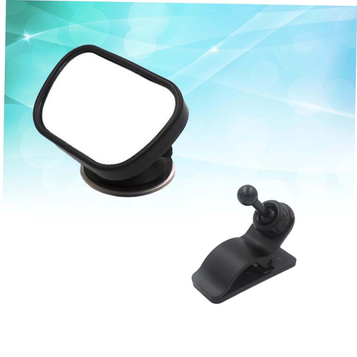 SOLUSTRE Adjustable Disk Rearview Mirror Car Mirror for Safe Driving and Parking Compatible with Side and Rear Mirrors Silver and Black