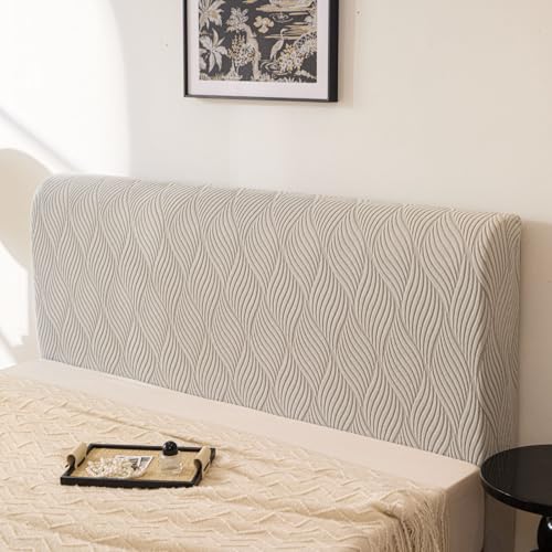 Image of HOMETHREADS Stretchable Lycra /Velvet Headboard Cover | Soft, Dust-Proof & Wrinkle-Resistant Bed Back Protector | Fits Leather, Wooden & Fabric Bedsides | for 6ft to 6.5ft Beds (Light Grey, 172x65cm)
