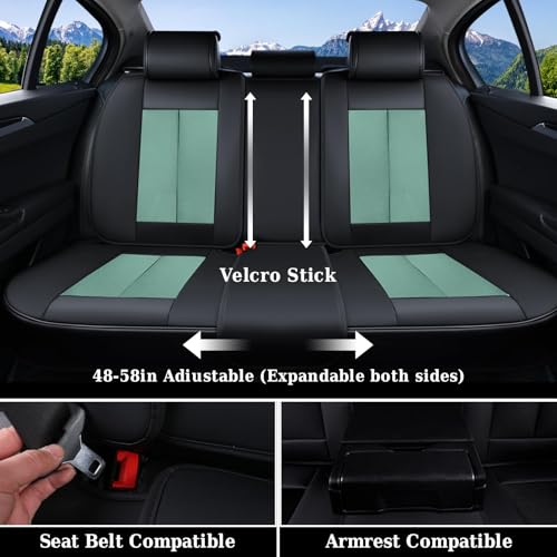 Image of Coverado Seat Covers Full Set, Car Seat Covers Front Seat and Back Seat, Fabric&Leather Car Seat Protectors, Universal Seat Covers for Cars, Compatible with Most Cars, Green