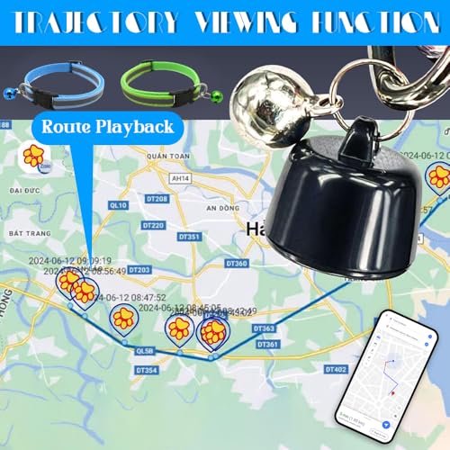 BIZOI GPS Tracker Katze Hund, Mini Hundetracker ohne ABO, Katze GPS Tracker Hund Kompatibel mit iOS ＆ Android, Weltweite Standortverfolgung, Positionsverlauf, Bluetooth Haustierortungsgerät