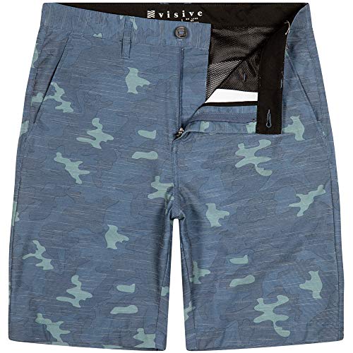 Visive Premium Hybrid Shorts Men Quick Dry Golf Stretch Board Shorts Swim Trunks Summer Big Men Blue Camo - 42