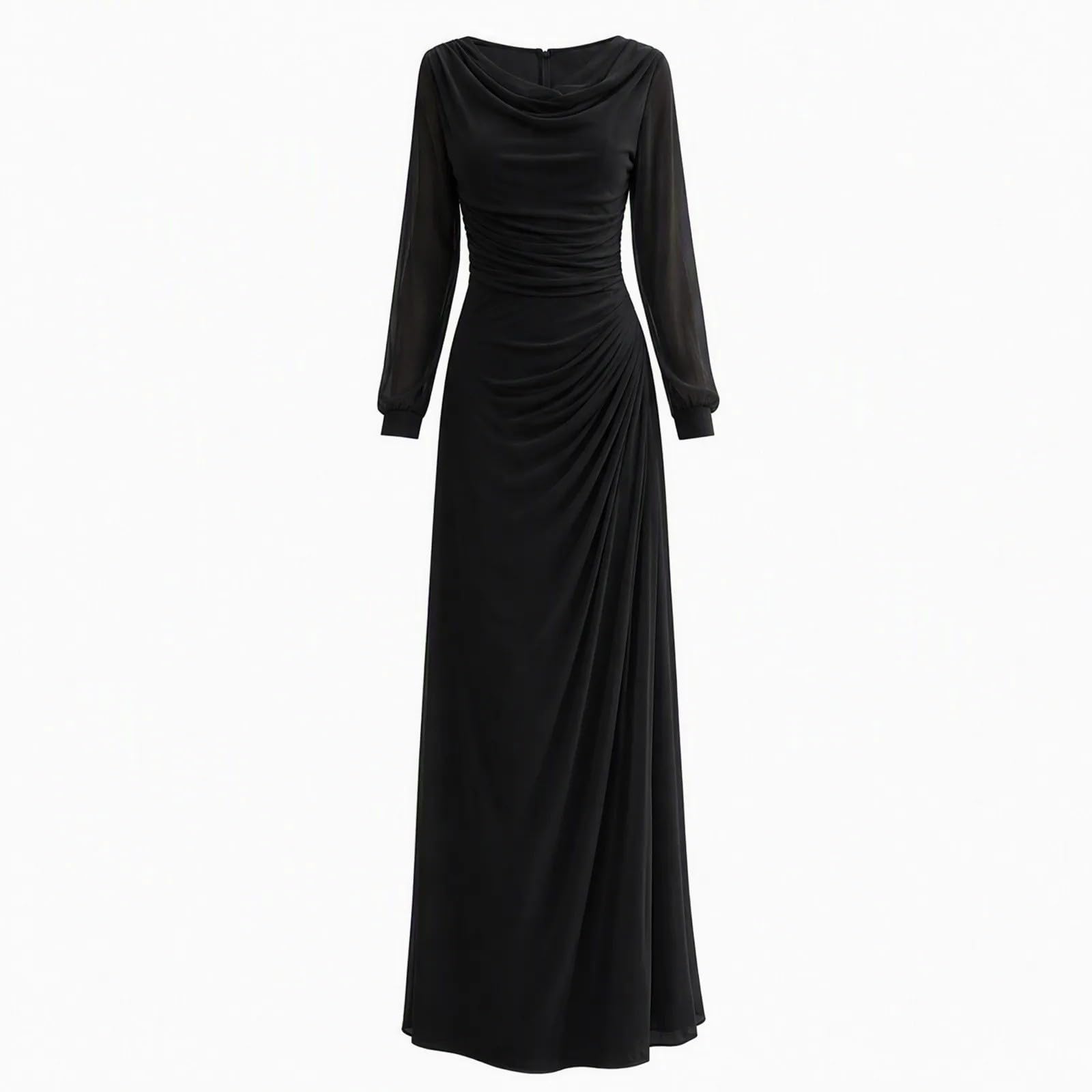 Herbstkleid Damen Langarmkleid Abendkleid Freizeitkleid Kleid Langarm