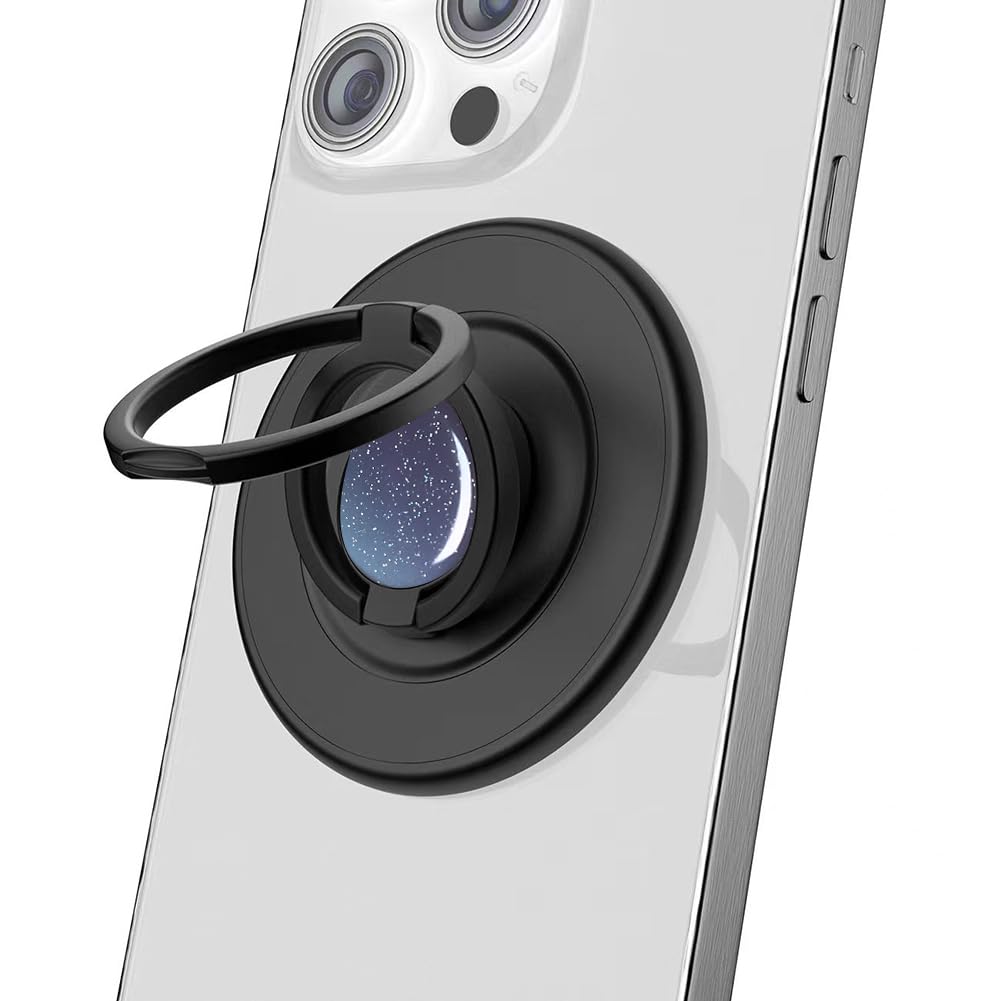 MonIdea Magnetic Phone Grip Compatible with MagSafe, Magnetic Phone Ring Holder Finger Kickstand Wireless Charging Compatible, Double Cell Phone Rings