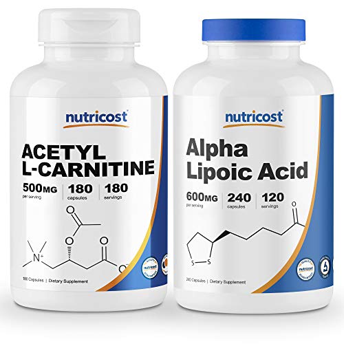 Nutricost Alpha Lipoic Acid 600mg, 240 Caps & Acetyl L-Carnitine 500mg, 180 Caps