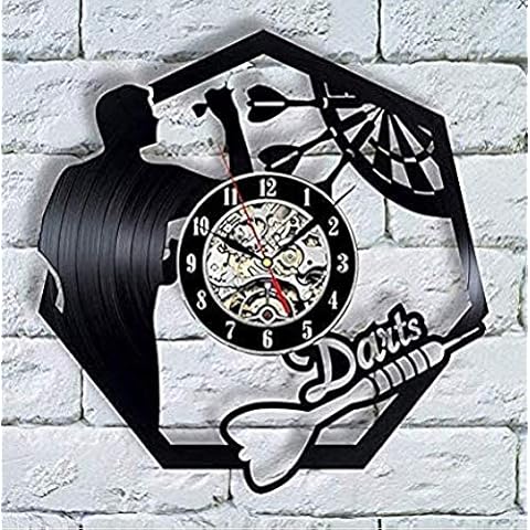 TIANZly Schallplatte Wanduhr Darts Schallplatte Wanduhr Man Cave Spielzimmer Dekoration 3D Uhr Wanduhr Dartscheibe Pub Bar Darts Spiel Nachtclub Dekor Cover