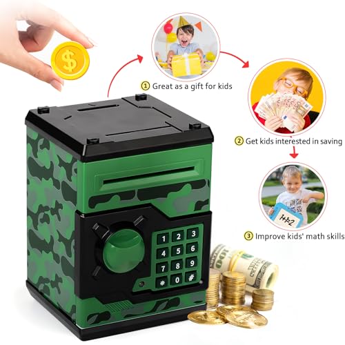 image for ATM Piggy Bank for Boys Girls, Vcertcpl Mini ATM Coin Bank Money Savin