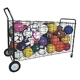 Champion Sports Champion Double Sided Wheeled Ball Locker Cart, Black, Heavy Duty Powder Coated Steel, Holds Up to 30 Basketballs