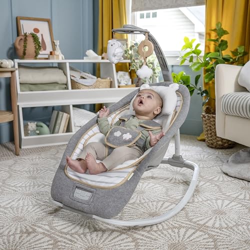 Ingenuity Boutique Collection Plush Modern Baby Rocker & Stationary Seat with Vibrations, Easy Fold, 0-30 Months Up to 40 lbs (Bella Teddy) - image 2
