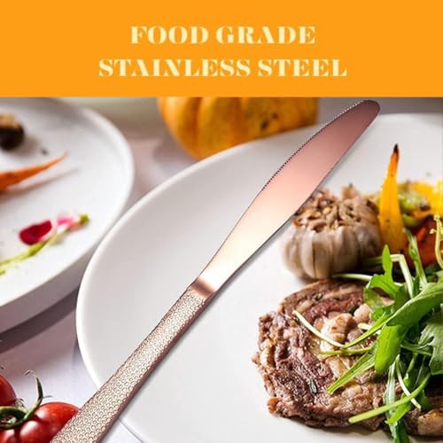 Image of Butter Spreader Knife, Wide Blade Stainless Steel with Comfortable Handle for Multipurpose Kitchen Birthday Christmas, Cheese - Butter Spreader Knives (6 Pcs Dinner knife, Rose Gold)