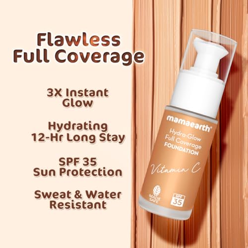 Mamaearth Hydra-Glow Full Coverage Dewy Finish Liquid Foundation With Vitamin C & Turmeric- 30 Ml|Full Coverage|Gives 3X Instant Glow|12-Hour Long Stay & Hydration|Spf... - Image 4
