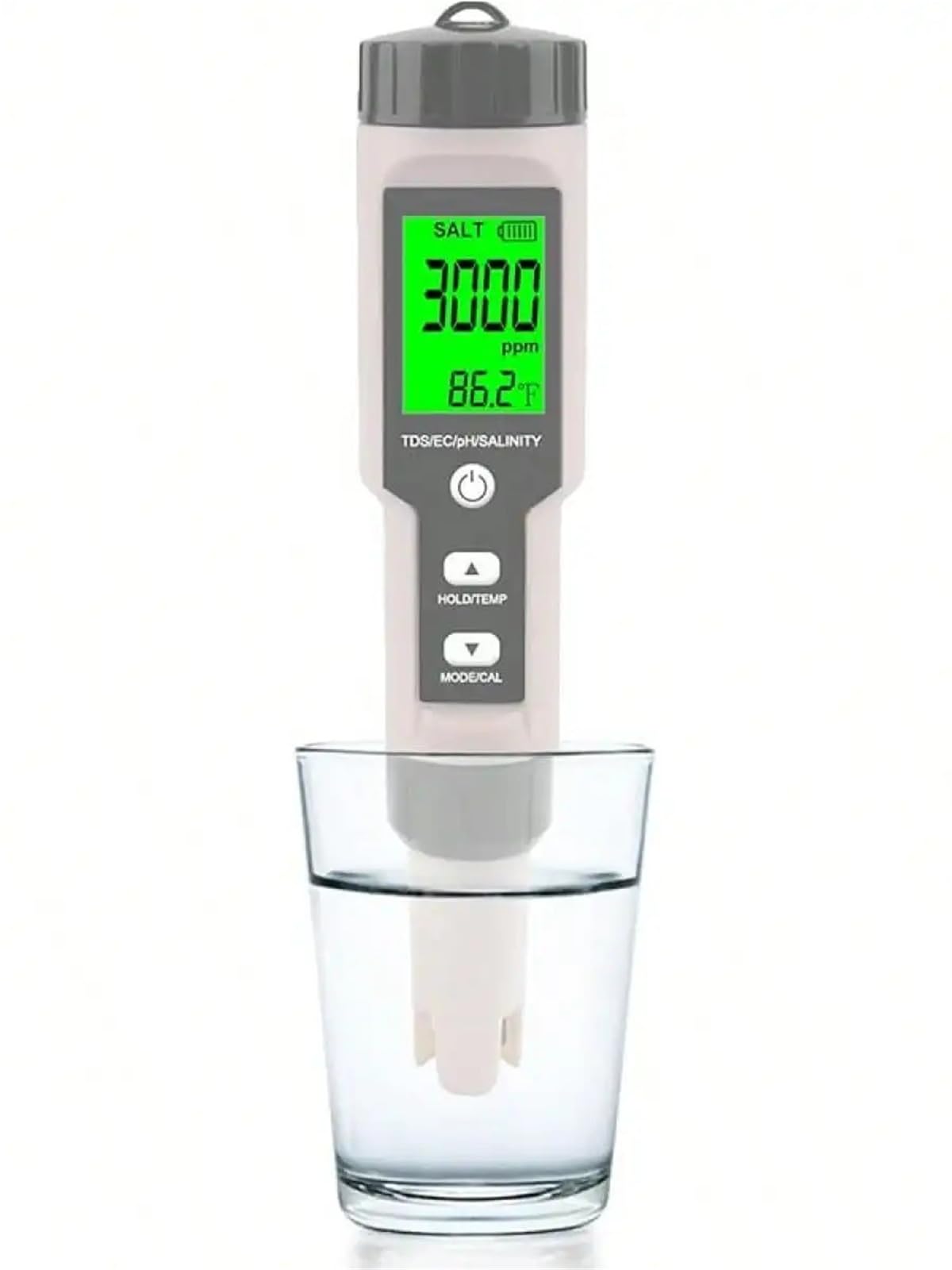 Digital pH Meter, Digital Aquarium Salt Tester, 5-in-1 Salinity Meter with PH, TDS, EC, and Temperature, Accurate Pool and Saltwater Testing Tool