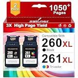 260XL 261XL Replacement for Canon 260 and 261 Ink Cartridges PG-260 CL-261 Compatible with Canon Pixma TS6420a TS6400 TS6420 TR7020a TR7020 TR7000 TS5320 TS5300 Printer (Black and Tricolor,2-Pack)