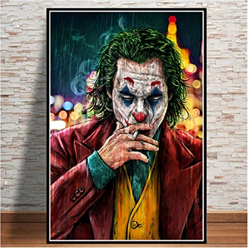 JLFDHR Impresión de la lona 50x70cm ningún marco Joker película Joaquin Phoenix fumar Joker...