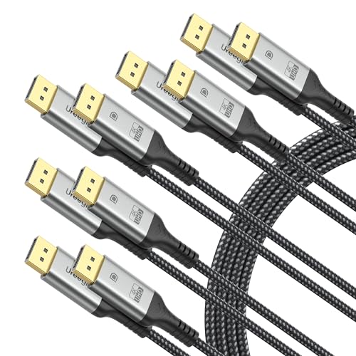 Image of DisplayPort 1.2 Cable 6.6FT, 4K@60Hz, 2K@240Hz /165Hz /144Hz [5 Pack] | DisplayPort Cable 21.6Gbps for HDR HDCP 2.2, FreeSync G-Sync, Braided DP Cable for Gaming Monitor PC Laptop GPU