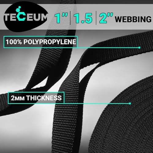 Image of TECEUM 3 /4 inch & 5 /8 inch & 1 inch & 1.5 inch & 2 inch Webbing - 10 25 50 Yards - 40+ Colors - Heavy Duty 1 Inch 1.5 Inch 2 Inch Backpack Straps - Webbing for Outdoors Indoors Crafting DIY