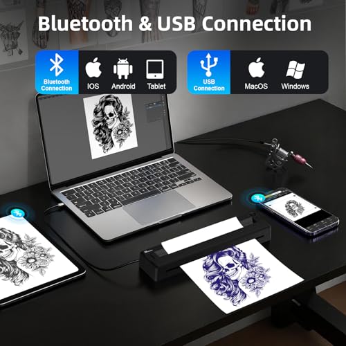 Image of Milestone M9 Tattoo Stencil Printer, Wireless Bluetooth Thermal Portable Stencil Machine for Tattooing, Upgraded 2 in 1 Professional Tattoo Stencils & Document Printer Compatible with iOS /Android /PC