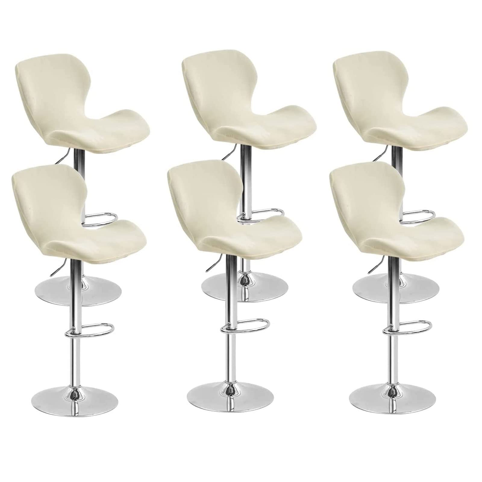 Leomix Velvet Bar Stool Cover Curved Swivel Set, Stretch Counter Height Bar Stools Cover, for Short Back Dinning Room Bar Chair,F,6pack