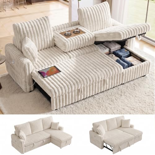 Image of KCGKCG 81 inch Sectional Sleeper Sofa Bed, Pull Out Couches for Living Room