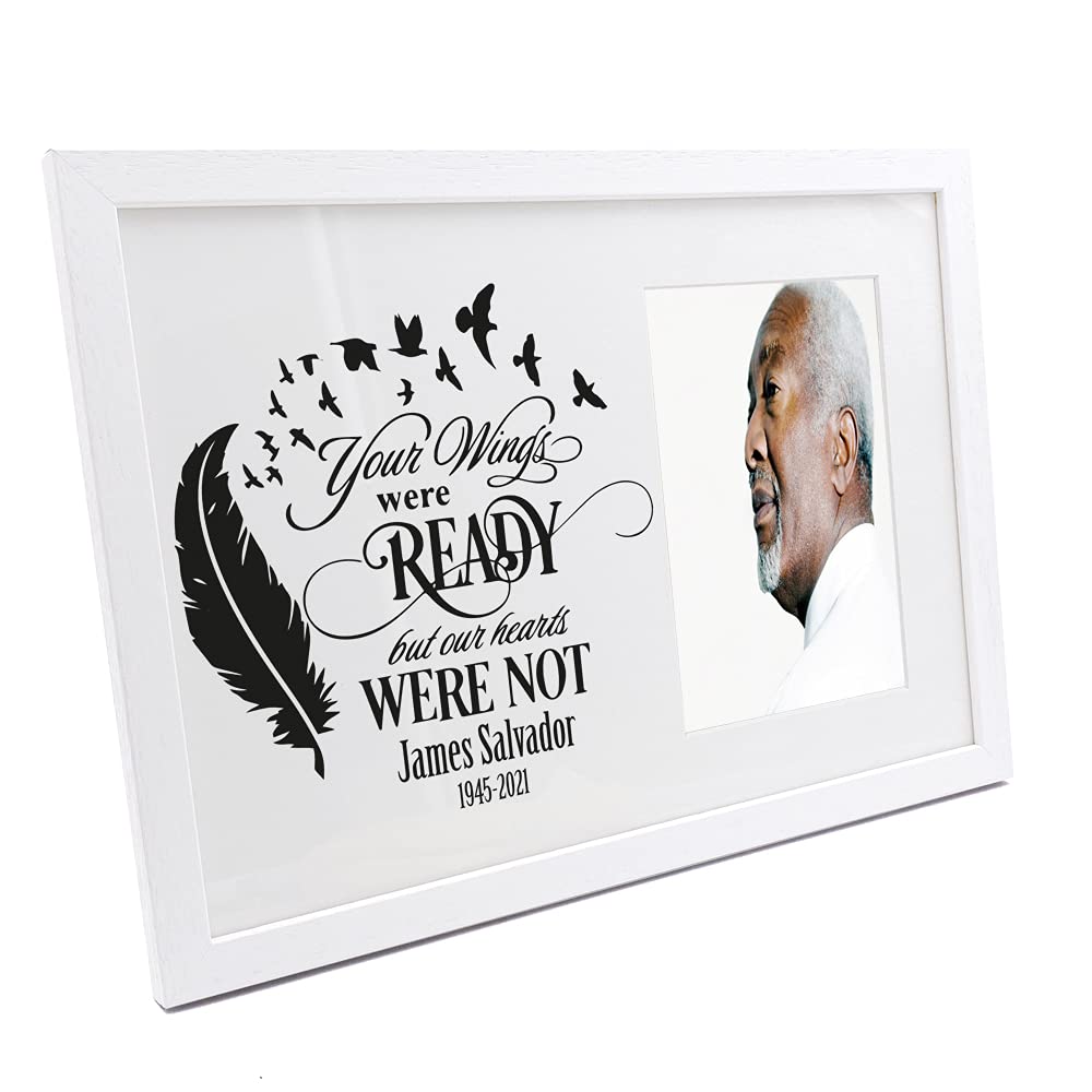 Ukgiftstoreonline White Personalised Remembrance Memorial Photo Frame Your Wings Were Ready